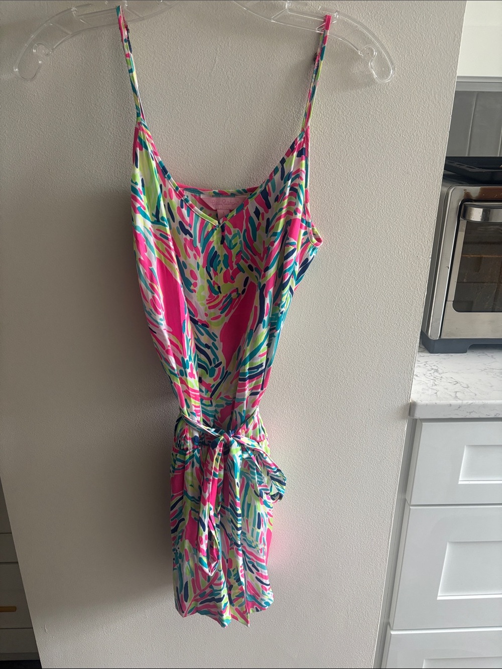 Lilly Pulitzer Colorful Printed Spaghetti Strap silk Romper - Pink, Blue, Lime
